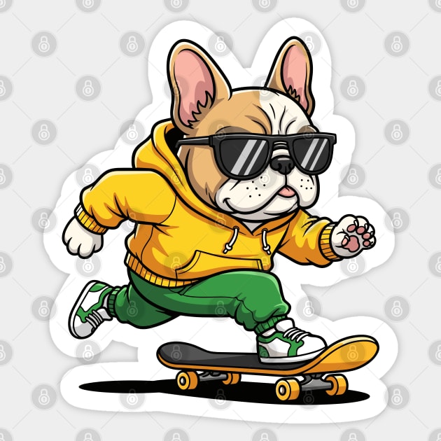 Rad French Bulldog Skater Sticker by enrynz